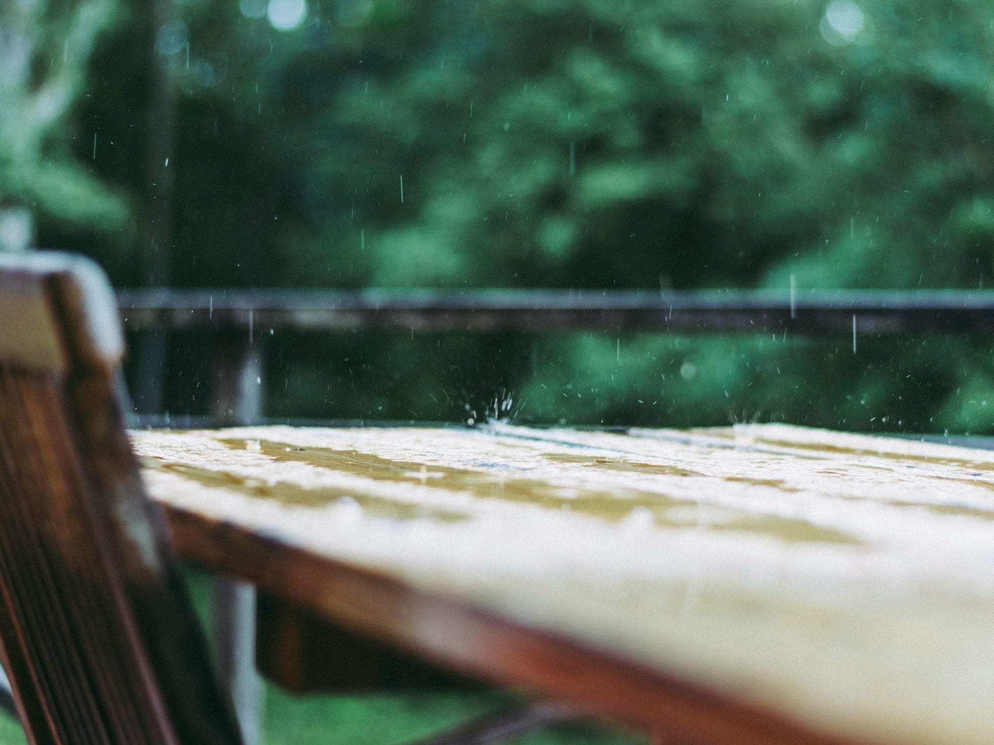 What happens if wood garden furniture gets rained on?