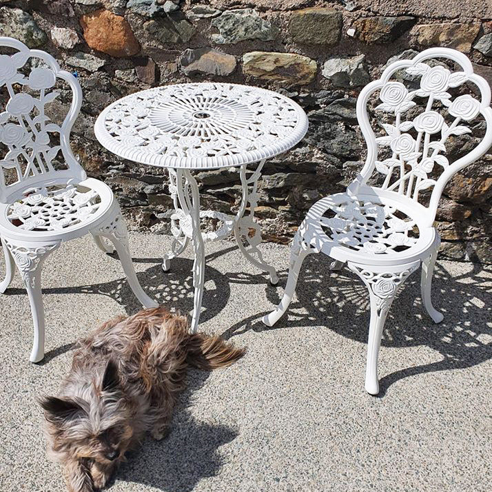 London Rose Bistro Set 2 Seater Set - White