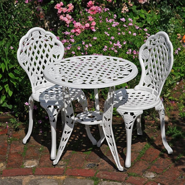 Rose Bistro Set 2 Seater Set - White