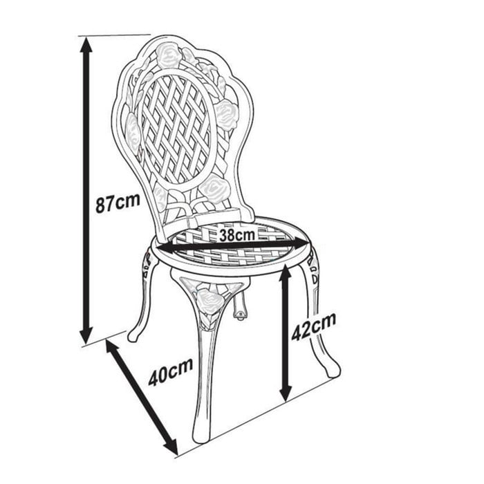 Rose Bistro Set 2 Seater Set - White