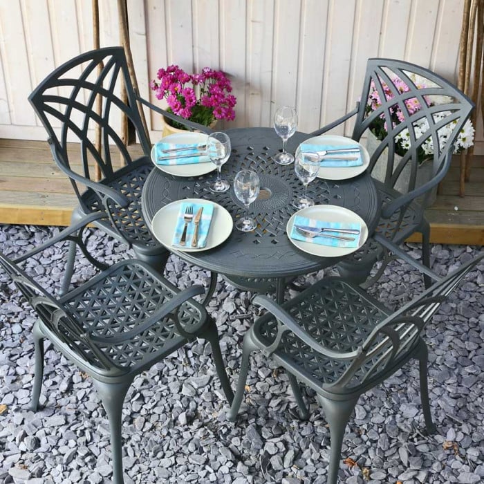 Anna Table 4 Seater Set - Slate