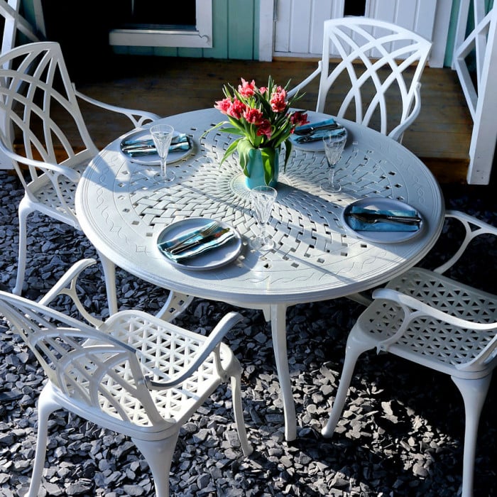 Amy Table 4 Seater Set - White