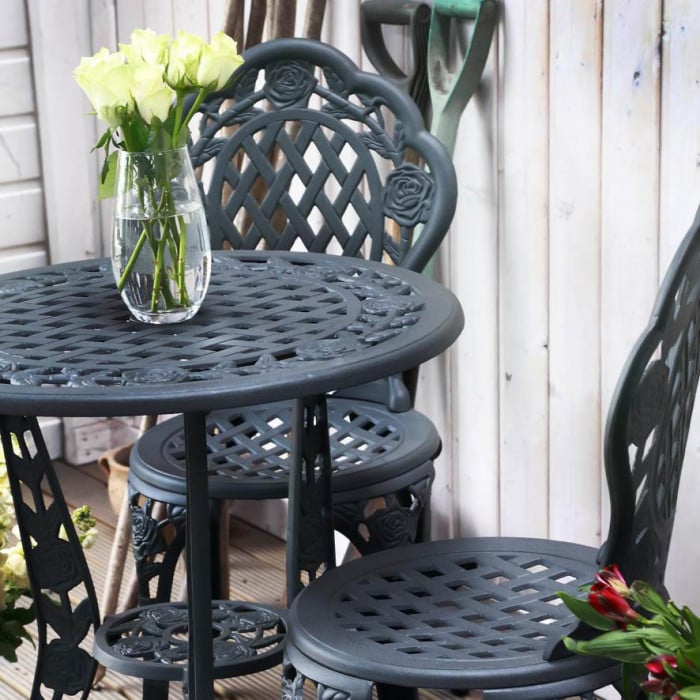 Rose Bistro Set 2 Seater Set - Slate