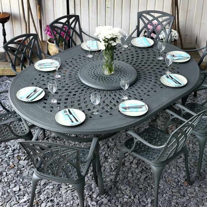 Gloria Table 8 Seater Set - Slate