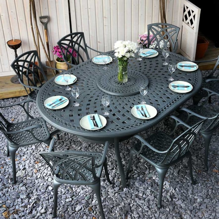 Rosemary Table 10 Seater Set - Slate