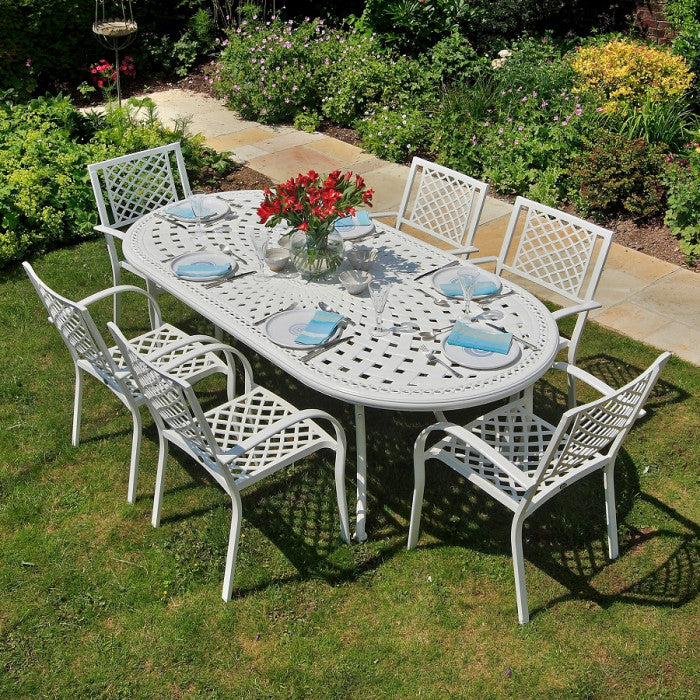 Catherine Table 6 Seater Set - White