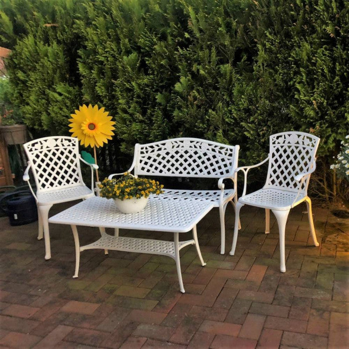 Rose Bench Set - White