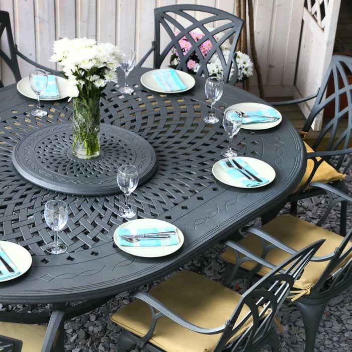 Gloria Table 10 Seater Set - Slate