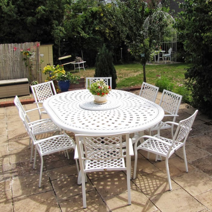 Rosemary Table 10 Seater Set - White