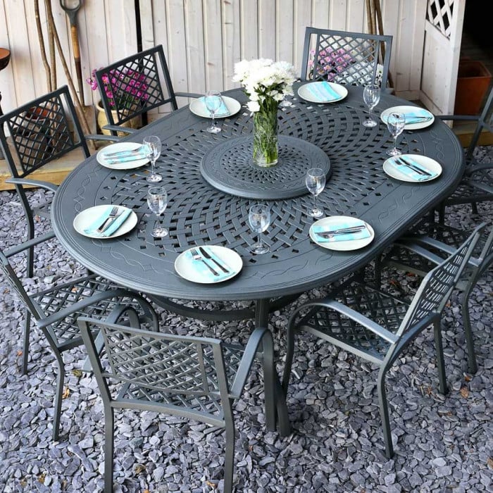 Gloria Table 8 Seater Set - Slate