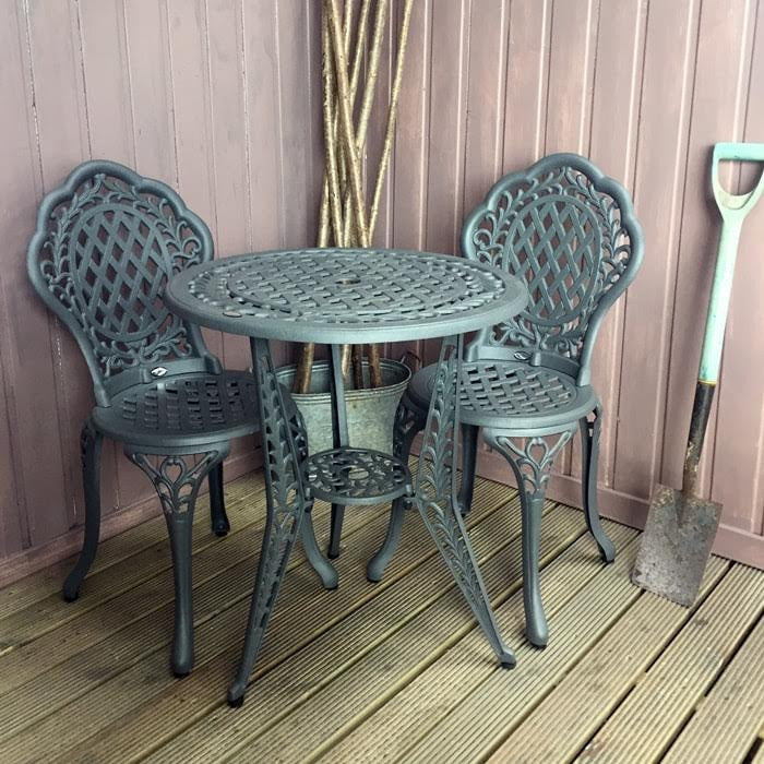 Ivy Bistro Set 2 Seater Set - Slate