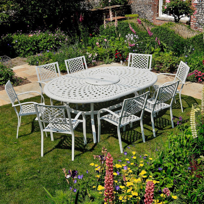 Rosemary Table 8 Seater Set - White