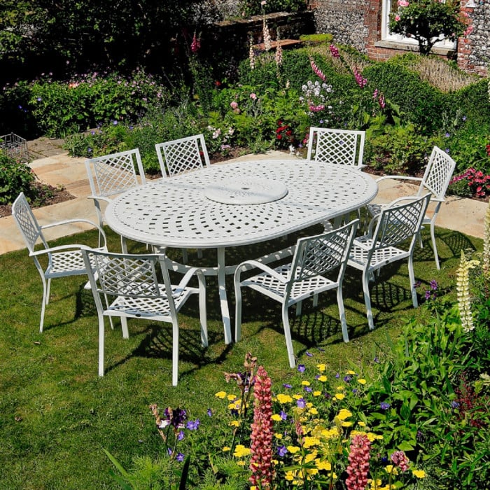 Rosemary Table 10 Seater Set - White