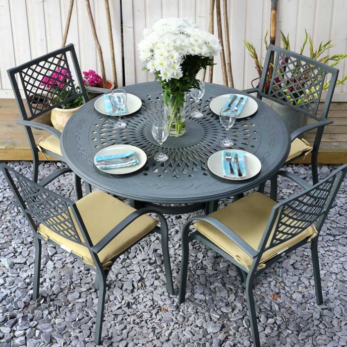 Amy Table 6 Seater Set - Slate