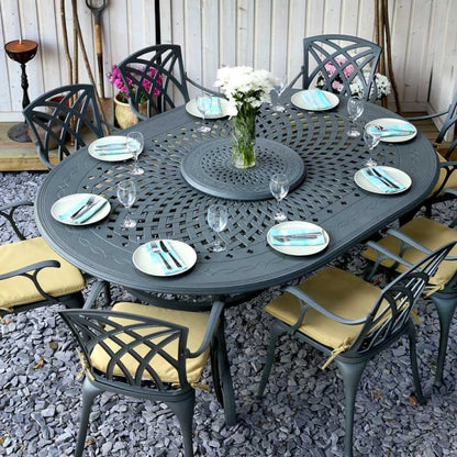 Gloria Table 8 Seater Set - Slate