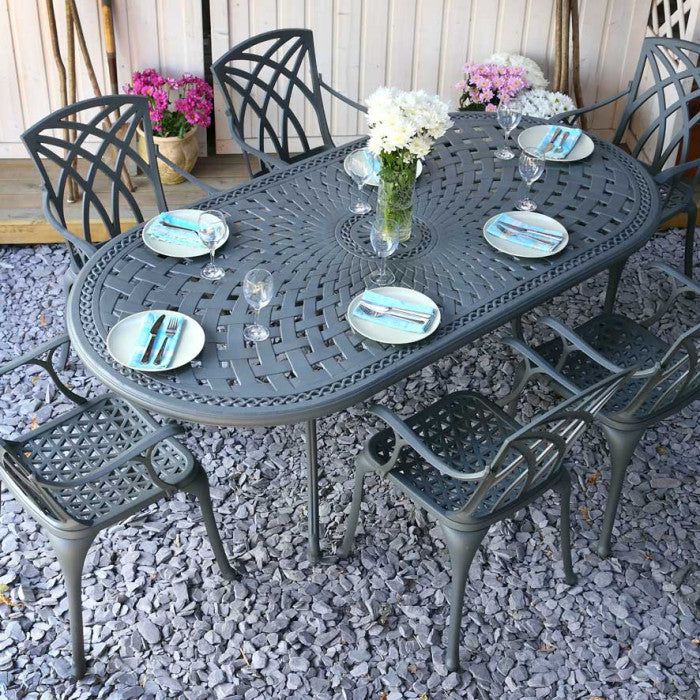 Catherine Table 6 Seater Set - Slate