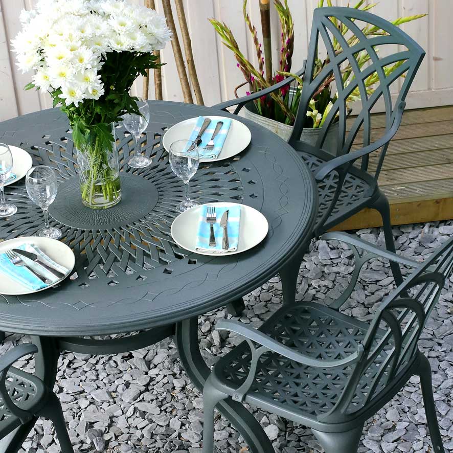 Amy Table 6 Seater Set - Slate