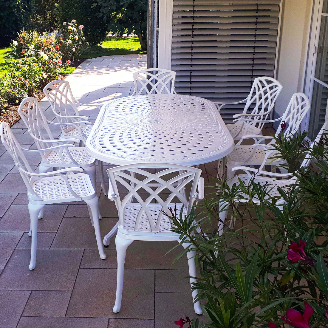 Catherine Table 8 Seater Set - White