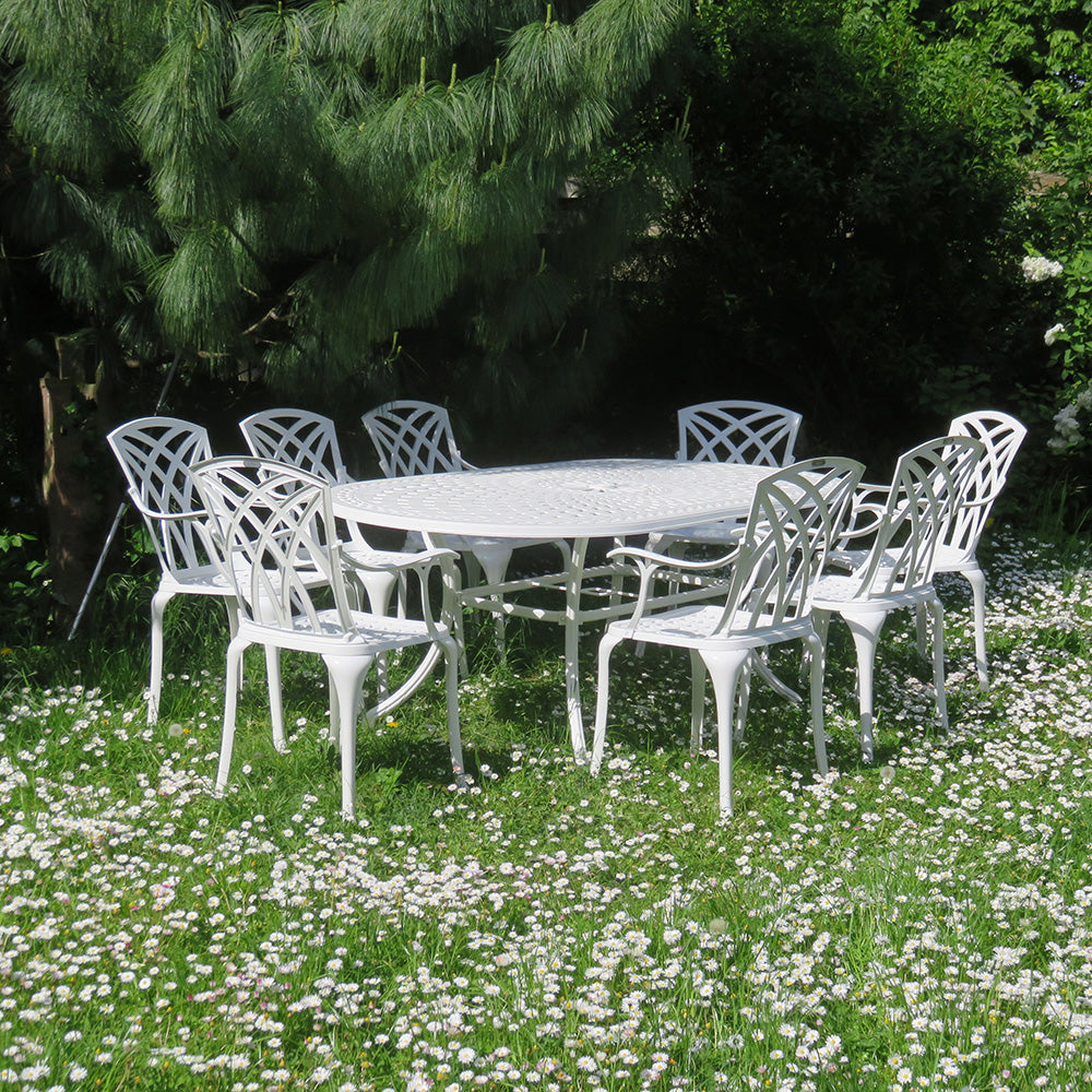 Catherine Table 8 Seater Set - White