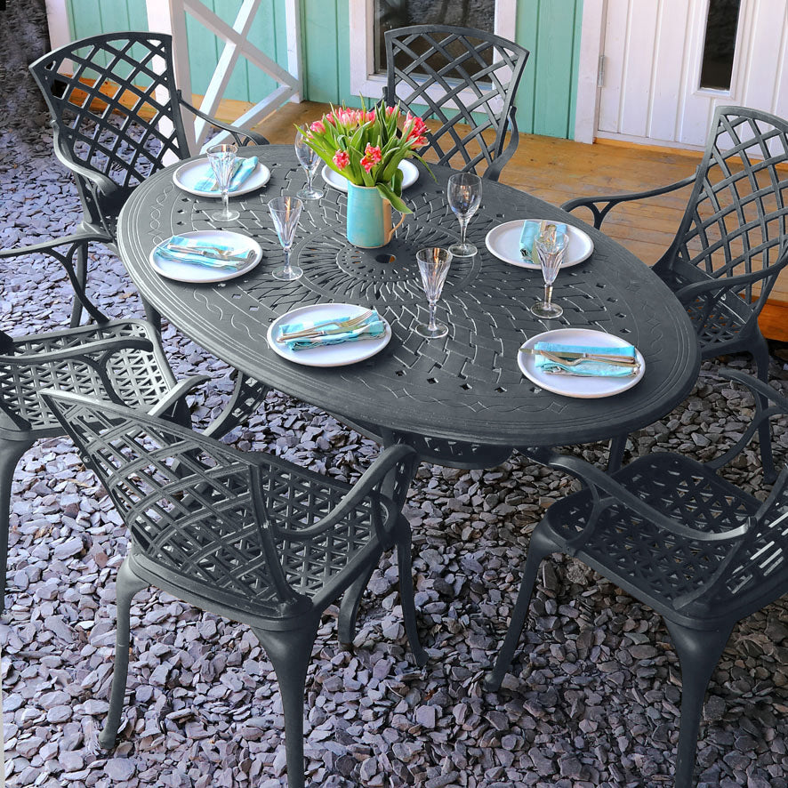 Charlotte Table 6 Seater Set - Slate Grey