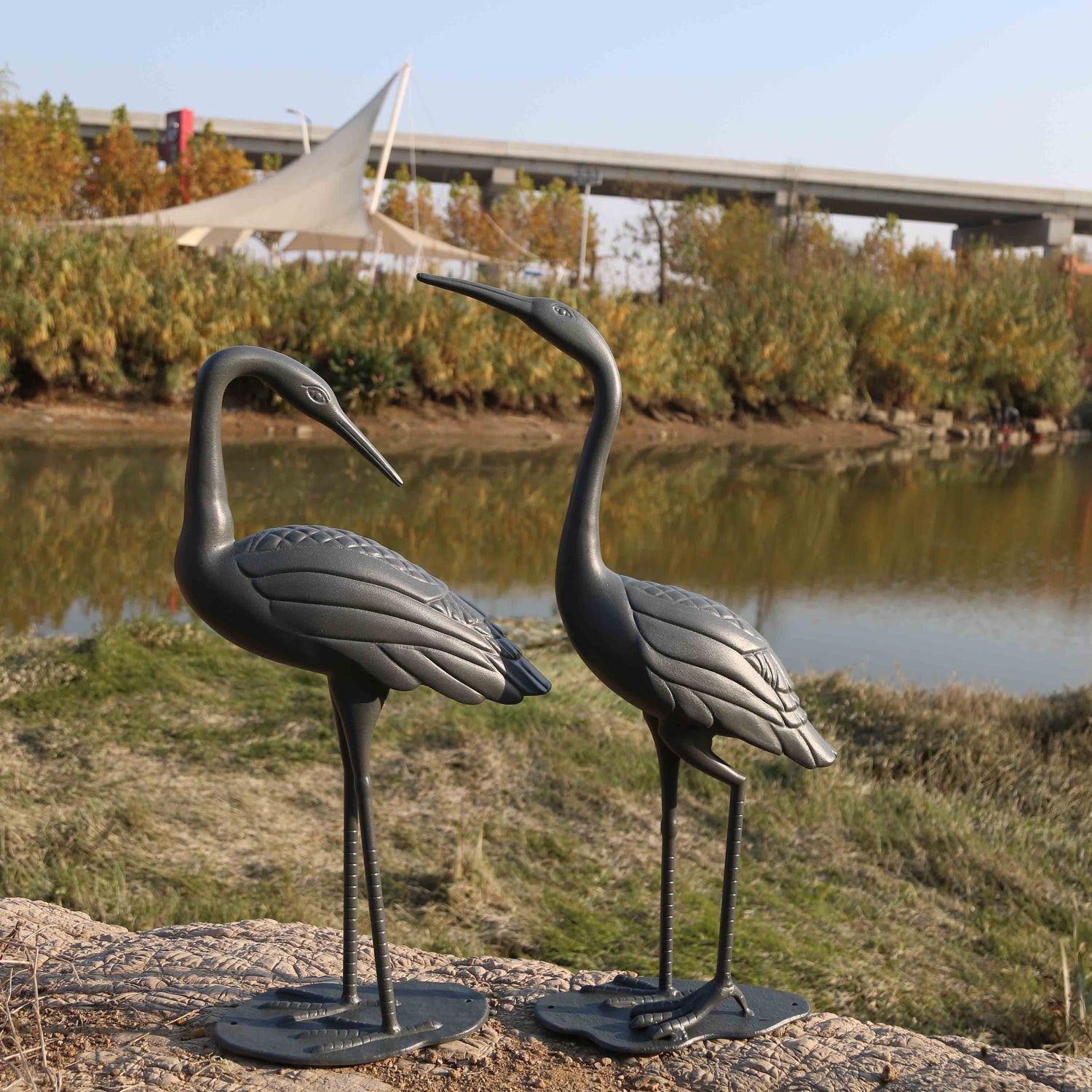 Crane Pair - Slate Grey