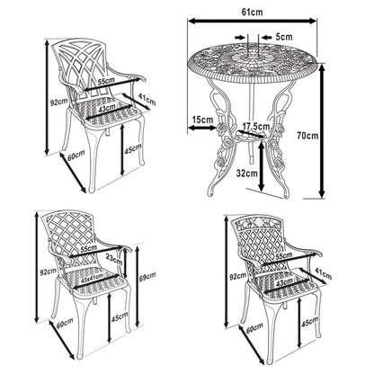 London Rose Table 2 Seater Set - Antique Bronze