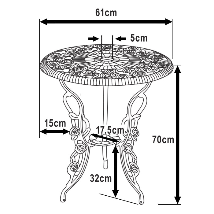 London Rose Table Only - White