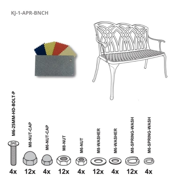 Set Of Fixings For April Bench Kingjoy - Slate