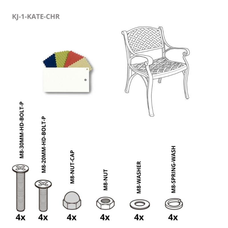 Set Of Fixings For Kate Chair Kingjoy - White