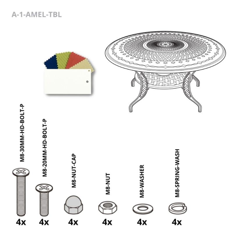 Set Of Fixings For Amelia Table Abest - White