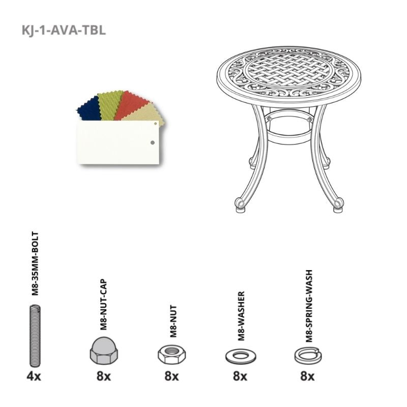 Set Of Fixings For Ava Table Kingjoy - White