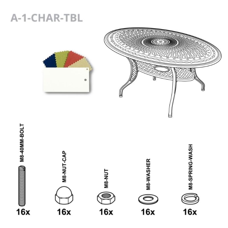 Set Of Fixings For Charlotte Table Abest - White