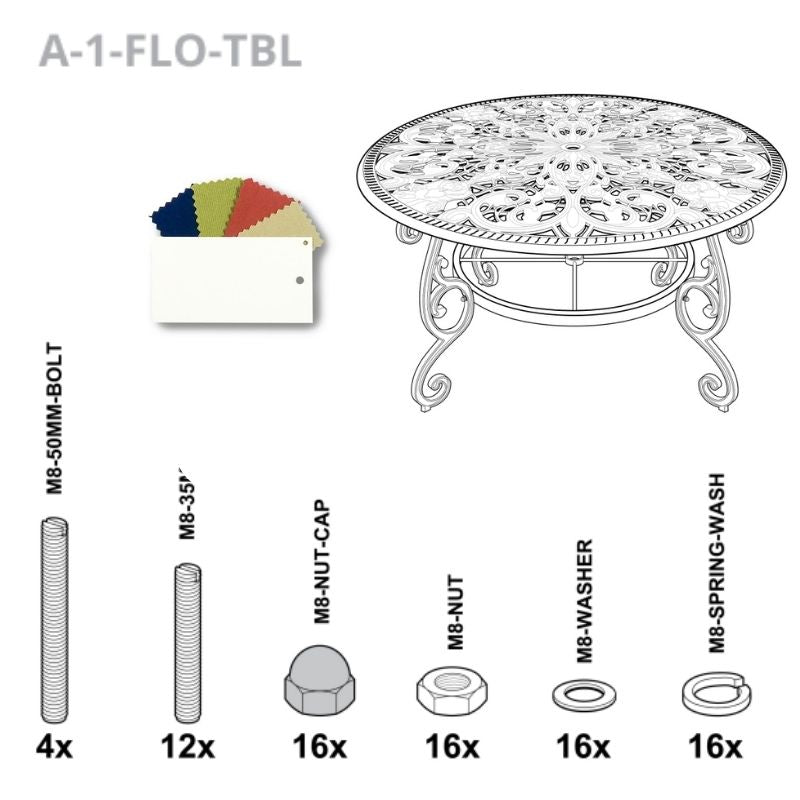 Set Of Fixings For Flora Table Abest - White