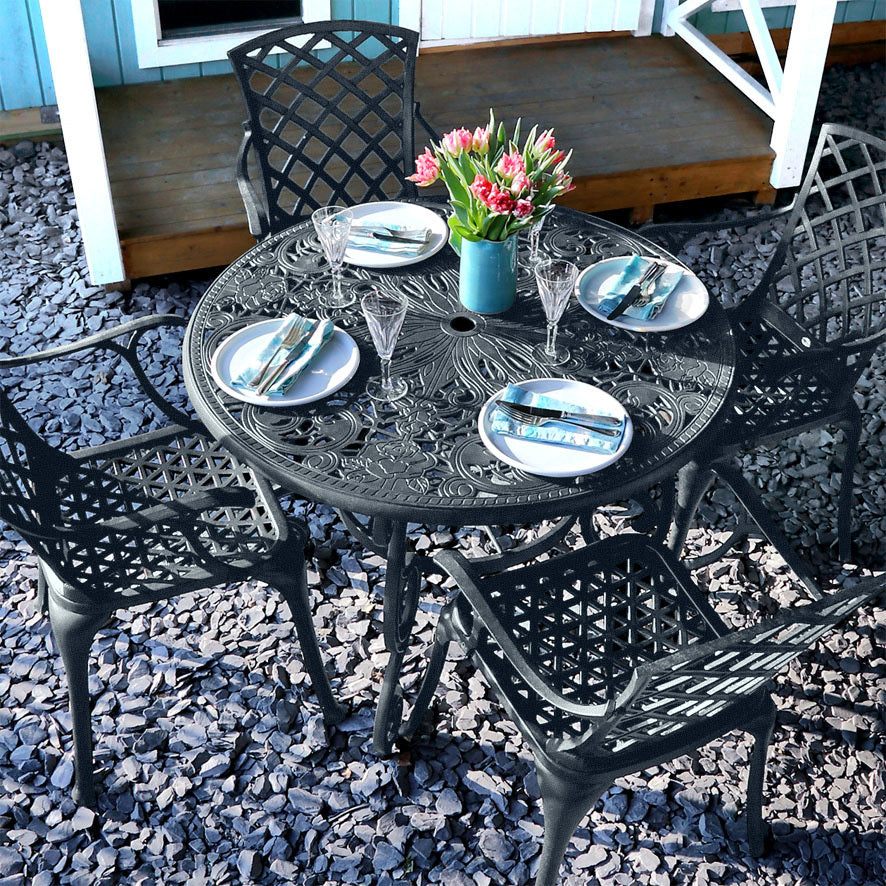 Flora Table 4 Seater Set - Slate Grey