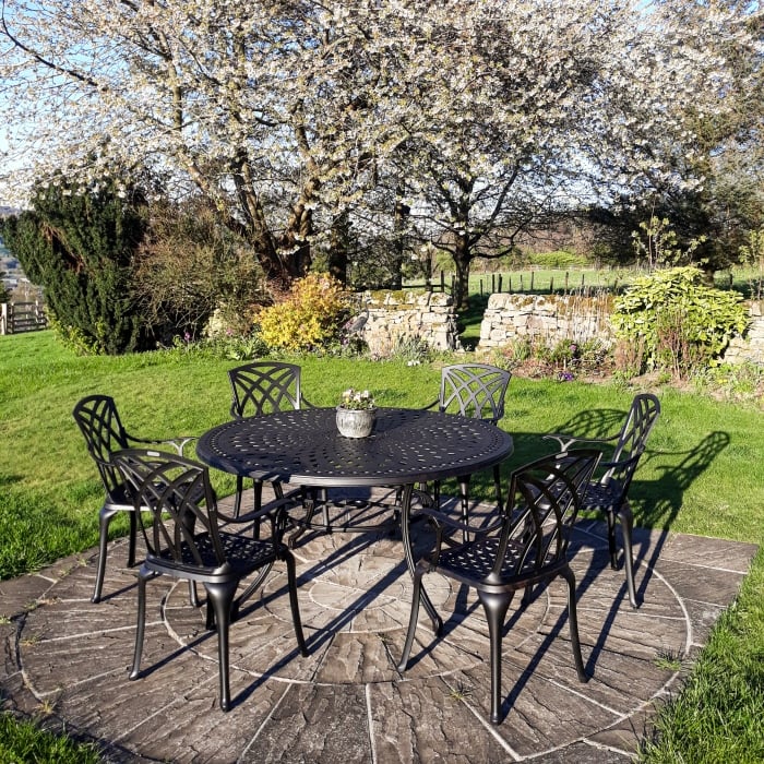 Frances Table 6 Seater Set - Antique Bronze