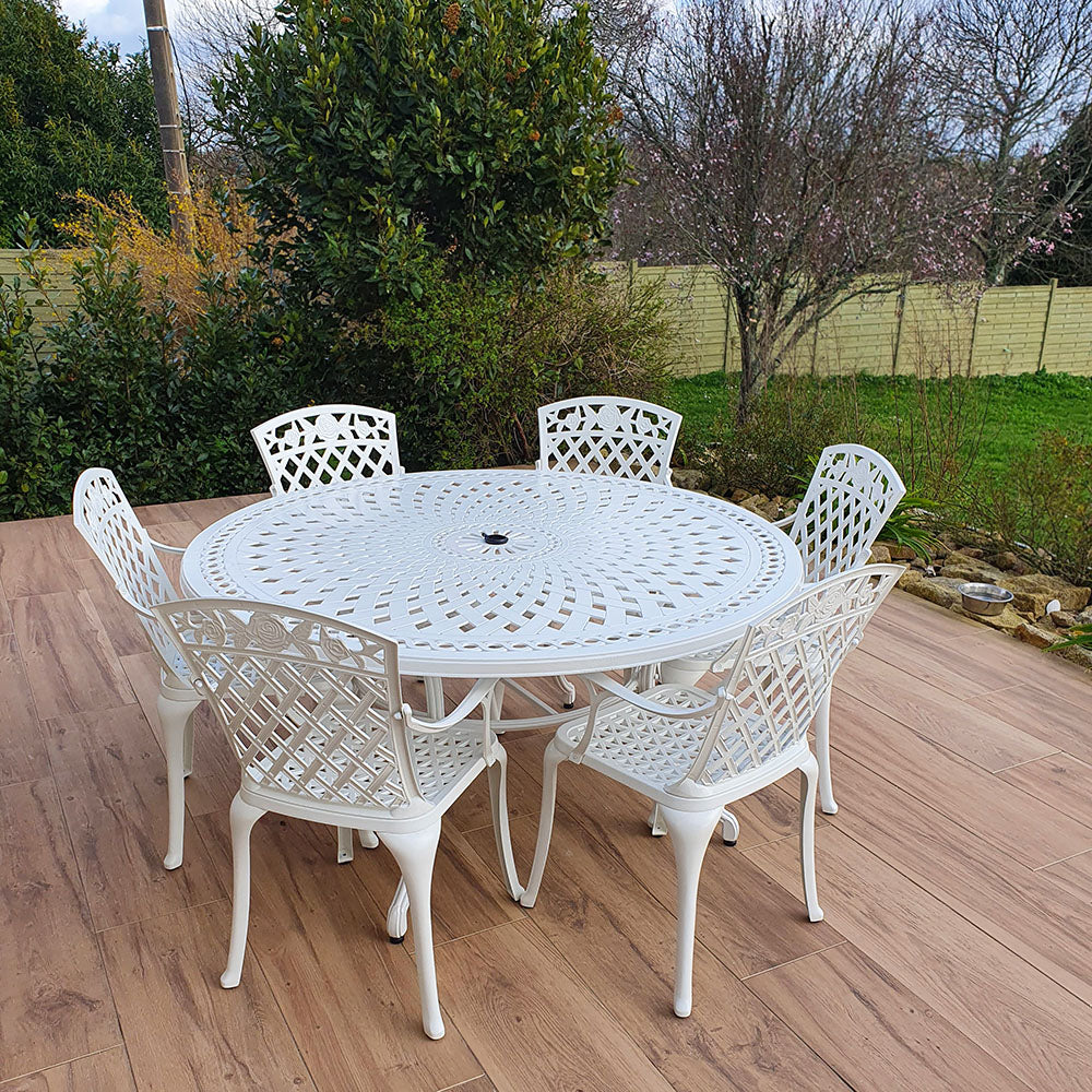 Frances Table 6 Seater Set - White