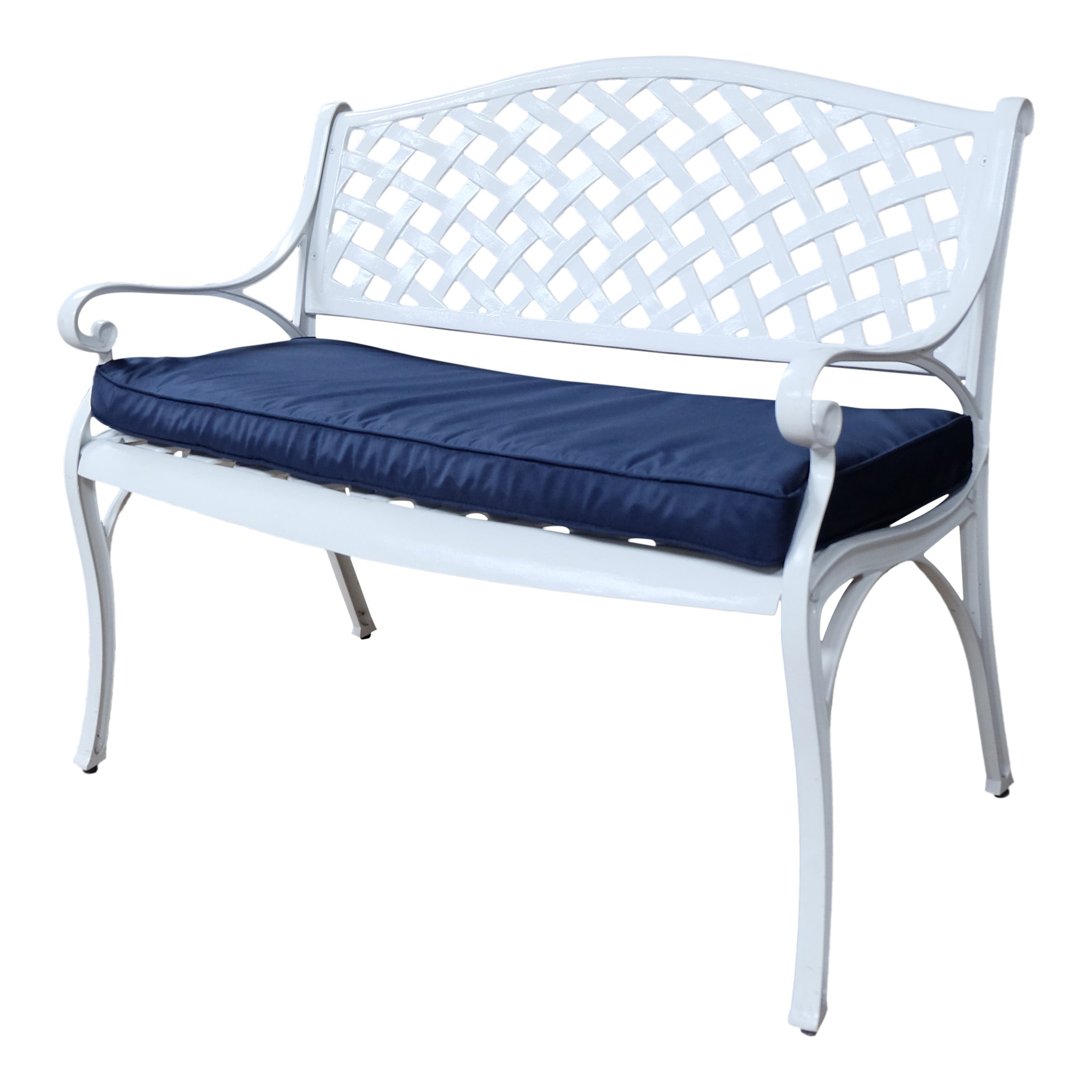 Lattice Bench Cushion - Blue