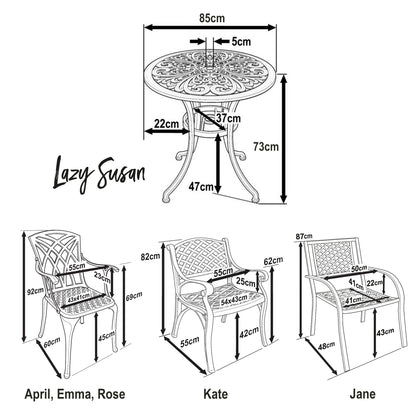 Jill Table 4 Seater Set - Slate