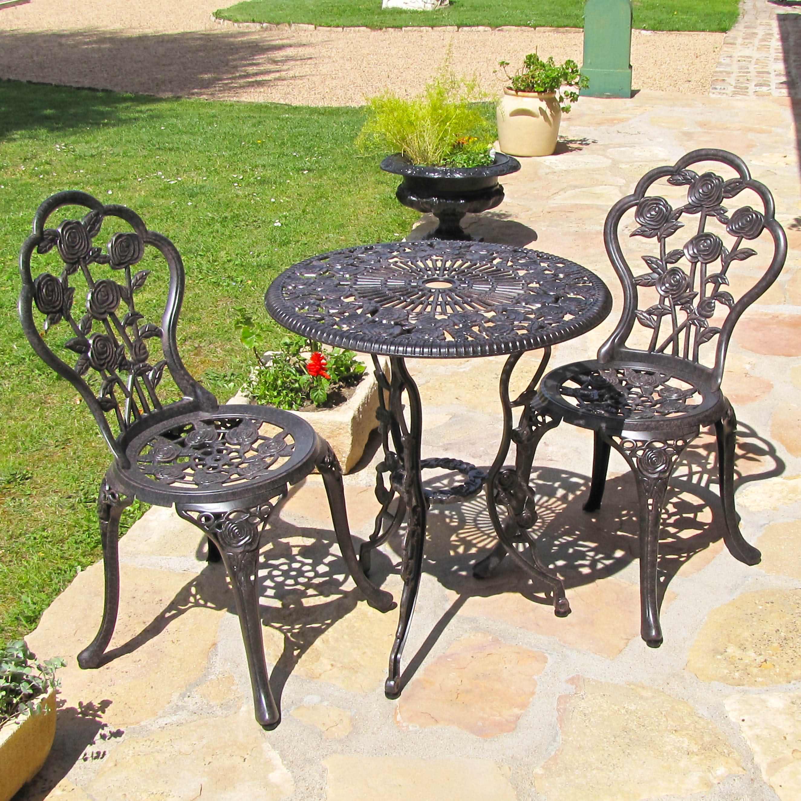 London Rose Bistro Set 2 Seater Set - Antique Bronze