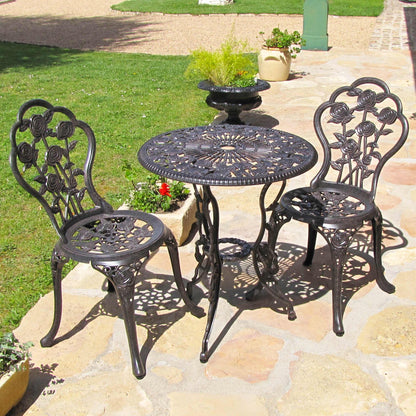 London Rose Bistro Set 2 Seater Set - Antique Bronze