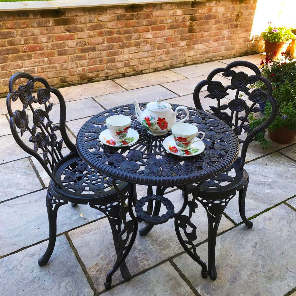 London Rose Bistro Set 2 Seater Set - Antique Bronze