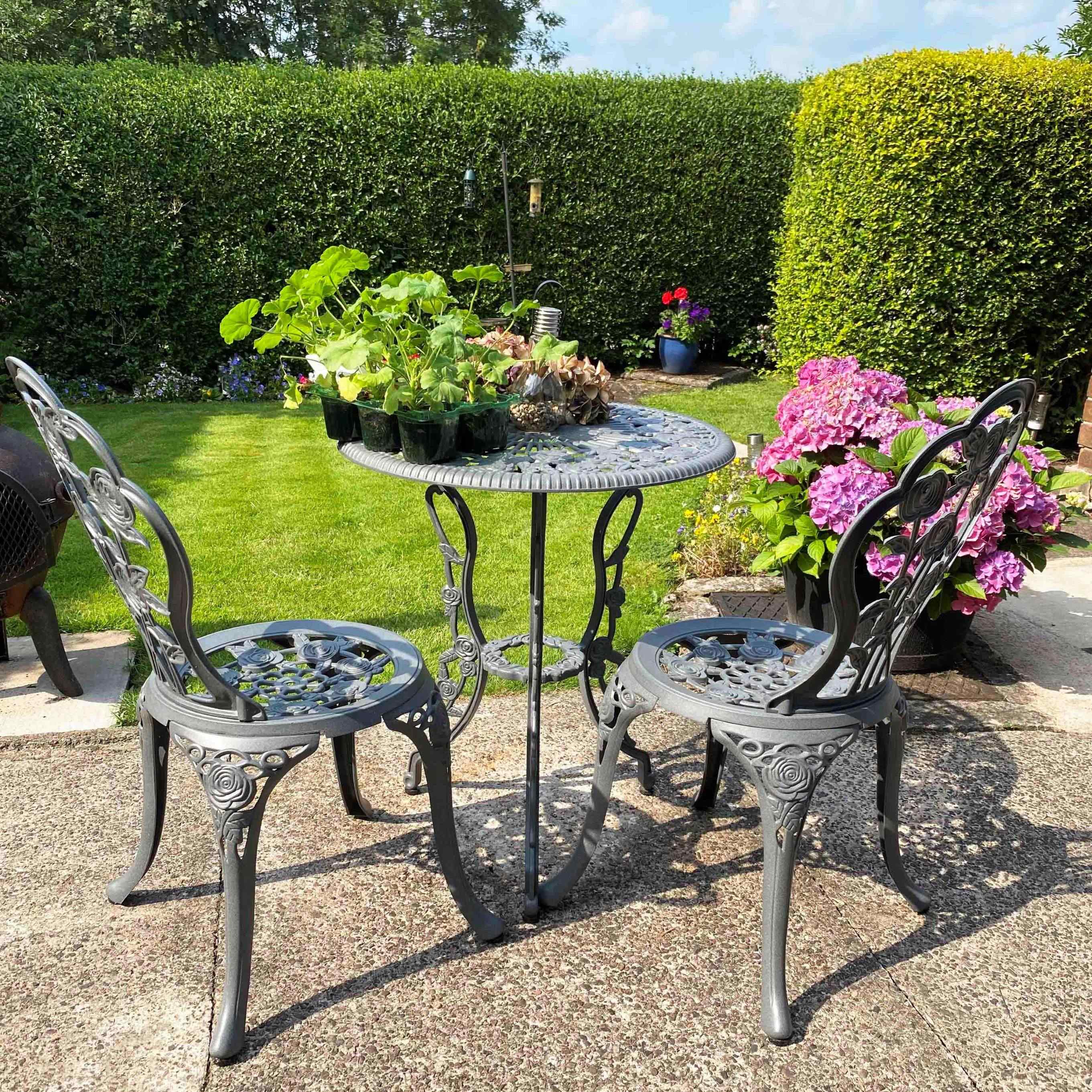 London Rose Bistro Set 2 Seater Set - Slate