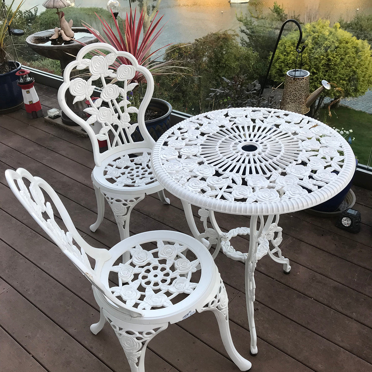 London Rose Bistro Set 2 Seater Set - White