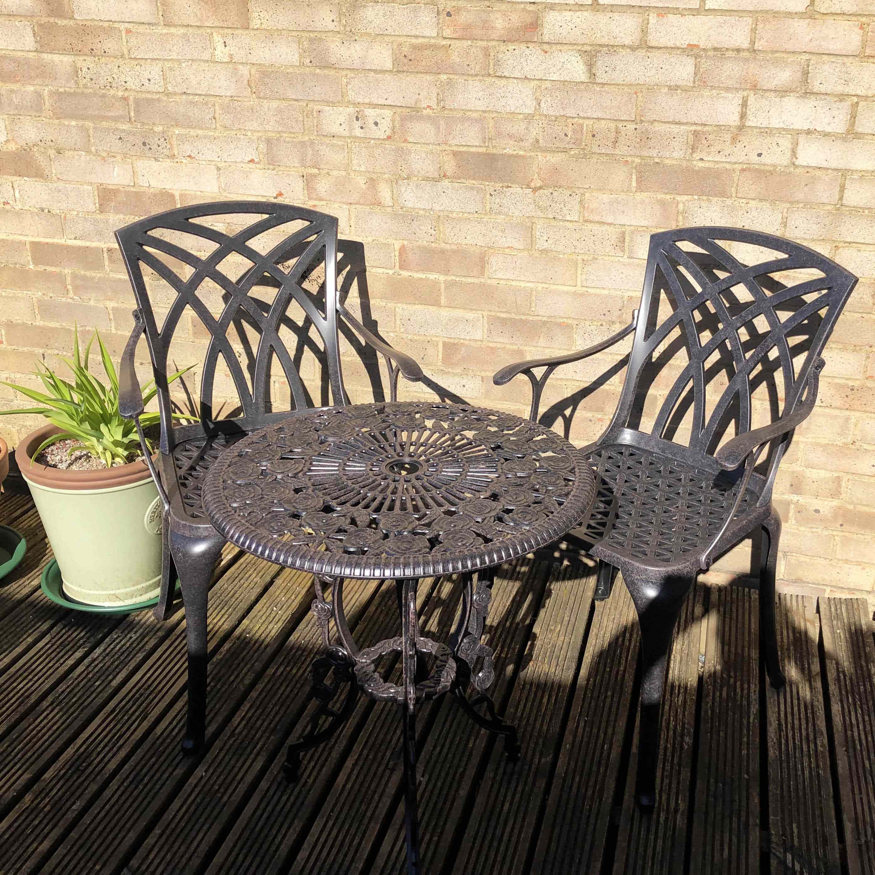 London Rose Table 2 Seater Set - Antique Bronze