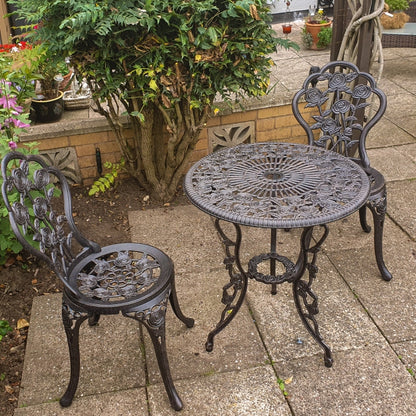 London Rose Bistro Set 2 Seater Set - Antique Bronze