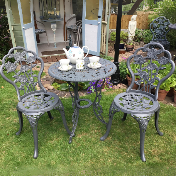 London Rose Bistro Set 2 Seater Set - Slate