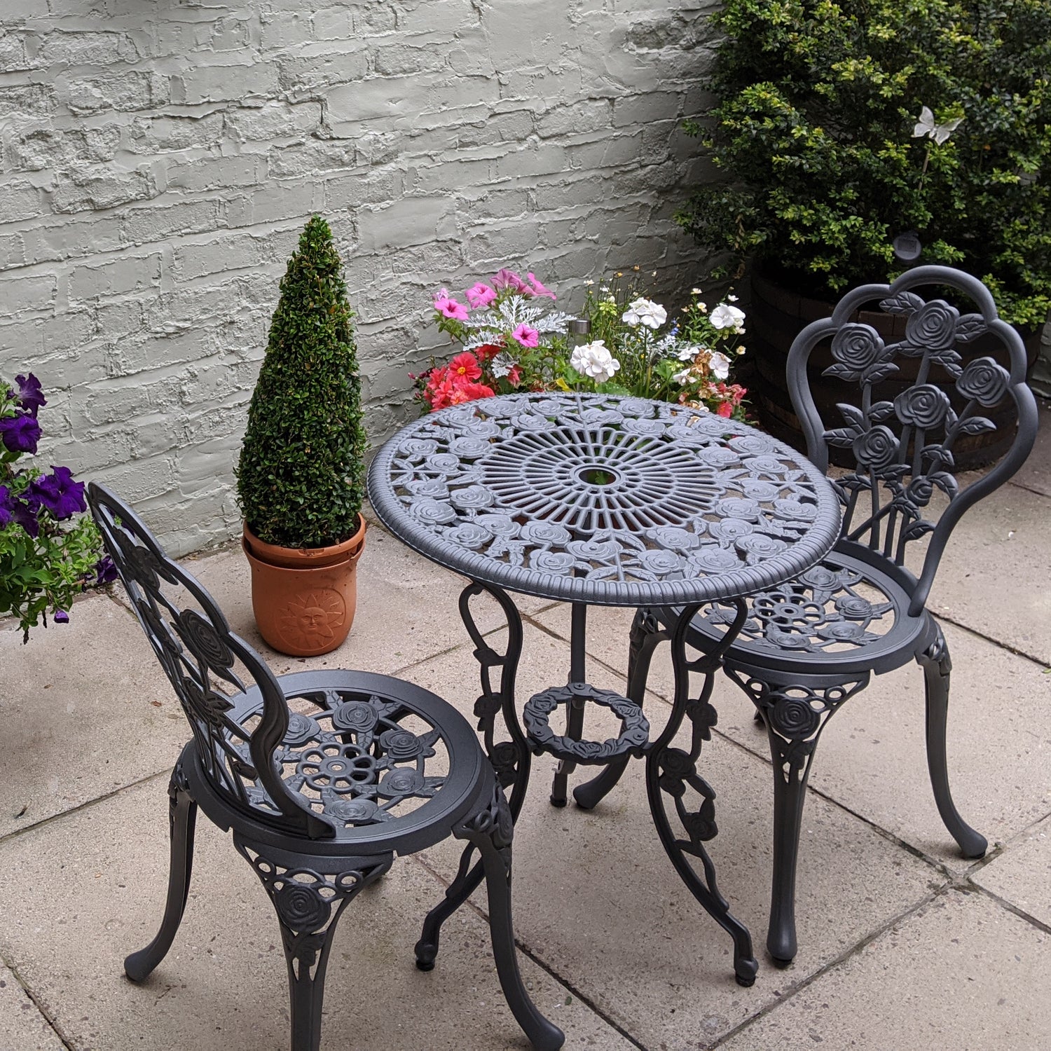 London Rose Bistro Set 2 Seater Set - Slate