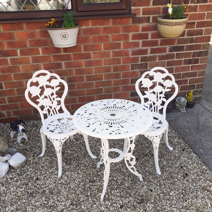 London Rose Bistro Set 2 Seater Set - White