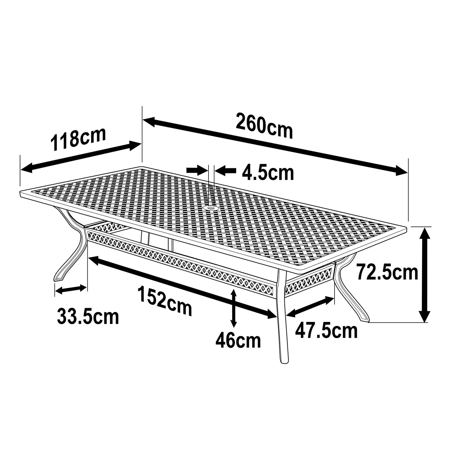 Madison Table 2.6m 8 Seater Set - White