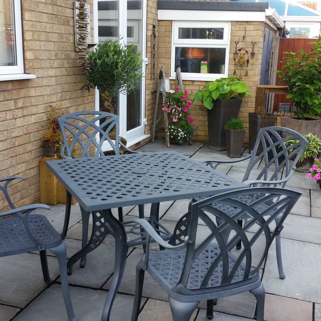 Lucy Table 4 Seater Set - Slate Grey